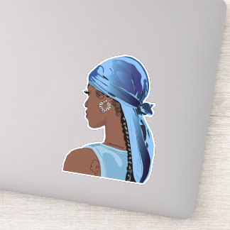 Zwarte vrouw met een kleurrijke dubbelzijdige illu sticker