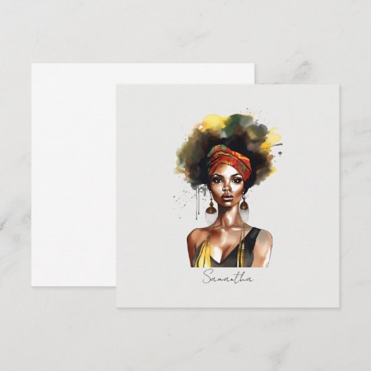 Zwarte vrouw met etnische hoofddoek (Voorkant / Achterkant)