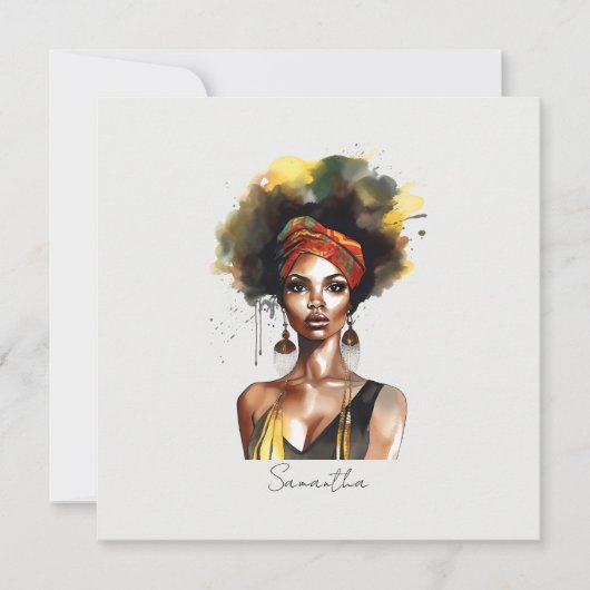 Zwarte vrouw met etnische hoofddoek (Voorkant)