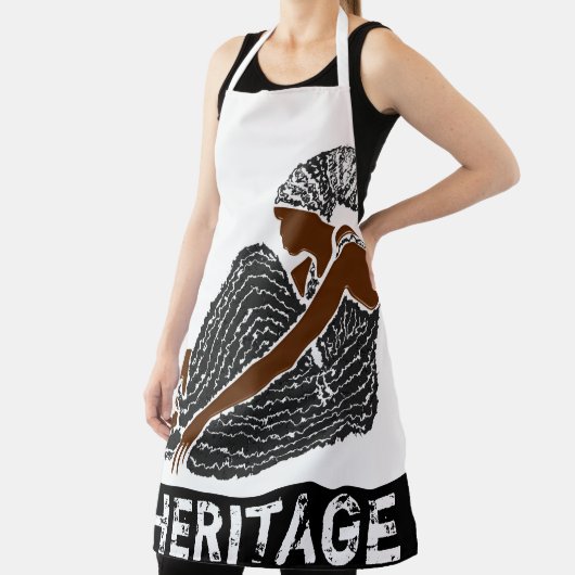Zwarte vrouw met hoofd-Wrap AFRICAN erfgoed Schort (Insitu)