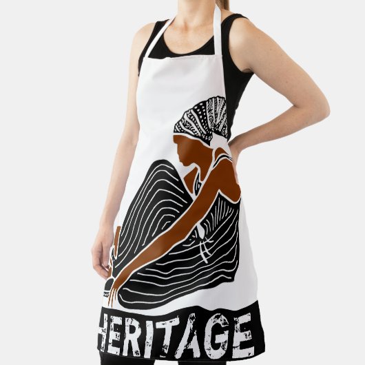 Zwarte vrouw met hoofd-Wrap AFRICAN erfgoed Schort (Insitu)