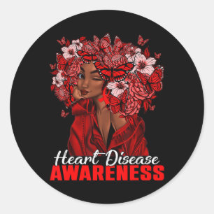 Zwarte vrouw met rode linten vlinders haar horen ronde sticker