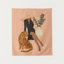 Zwarte vrouw met tijger