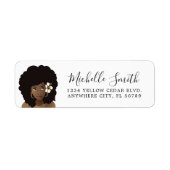 Zwarte vrouw met ventilator in haar Afro, Natural  Etiket (Voorkant)