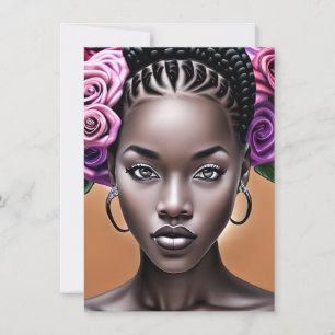  zwarte vrouw met vlechten notitiekaartje