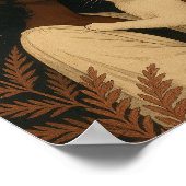 Zwarte vrouw met witte kat onder volle maan Poster (Hoek)