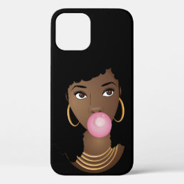 Zwarte Vrouw, Natuurlijk Haar, Popping Pink Bubble Case-Mate iPhone Case