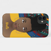 Zwarte Vrouw, Natuurlijk Haar, Tribaal Patroon, Go Case-Mate iPhone Case (Achterkant (horizontaal))