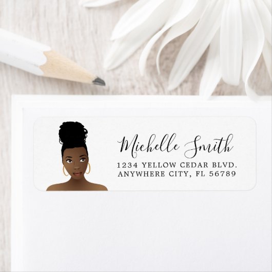 Zwarte Vrouw, Natuurlijke Haar Beauty, Top Knot Etiket (Insitu)