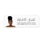 Zwarte Vrouw, Natuurlijke Haar Beauty, Top Knot Etiket (Voorkant)