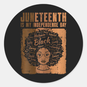 Zwarte Vrouw Onafhankelijkheid Dag Melanine Vrouwe Ronde Sticker
