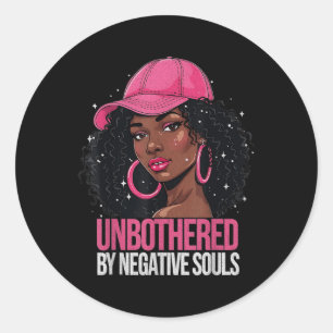 Zwarte Vrouw Ongestoord Afro-Amerikaanse Afro Quee Ronde Sticker