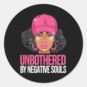 Zwarte Vrouw Ongestoord Afro-Amerikaanse Afro Quee Ronde Sticker