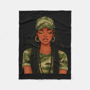 Zwarte vrouw onverstoorbaar Locs Camo meisje Vrouw Fleece Deken