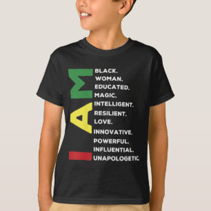 Zwarte vrouw opgeleid, intelligente kracht t-shirt
