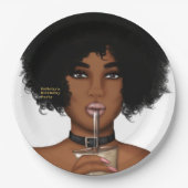 Zwarte vrouw papieren bordje (Voorkant)
