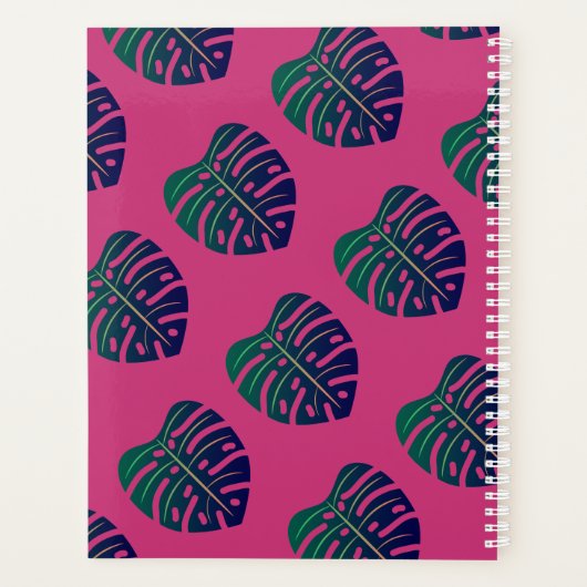 Zwarte Vrouw, Popping Bubble Gum Blad Patroon Roze Planner (Achterkant)