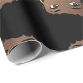 zwarte vrouw, popping roze bublegum cadeaupapier (Rol Hoek)