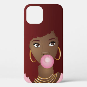 Zwarte Vrouw, Rode Afro, Popping Pink Bubblegum Case-Mate iPhone Case