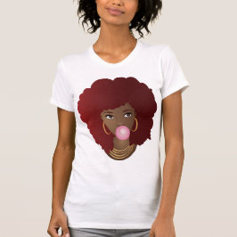 Zwarte Vrouw, Rode Afro, Popping Pink Bubblegum T-shirt