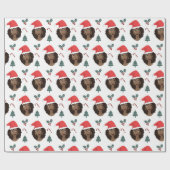 Zwarte Vrouw, Rode Kerstmishoed, Kerstmispatroon Cadeaupapier (Vlak)