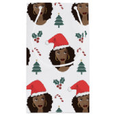 Zwarte Vrouw, Rode Kerstmishoed, Kerstmispatroon Klein Cadeauzakje (Achterkant)