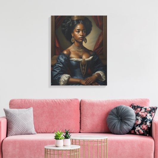 Zwarte Vrouw,  Royalty Canvas Afdruk (Insitu (Woonkamer))
