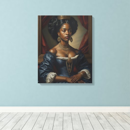 Zwarte Vrouw,  Royalty Canvas Afdruk (Insitu (Houten vloer))