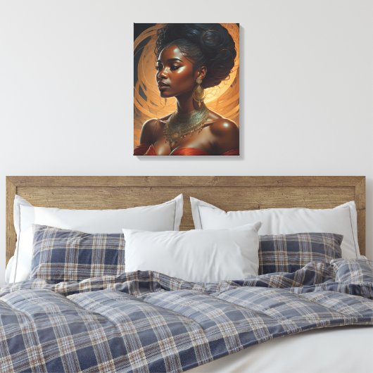 Zwarte Vrouw,  Royalty Canvas Afdruk (Insitu (Slaapkamer))