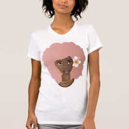 Zwarte Vrouw, Roze Afro, Bloem in Haar Natuurlijk  T-shirt