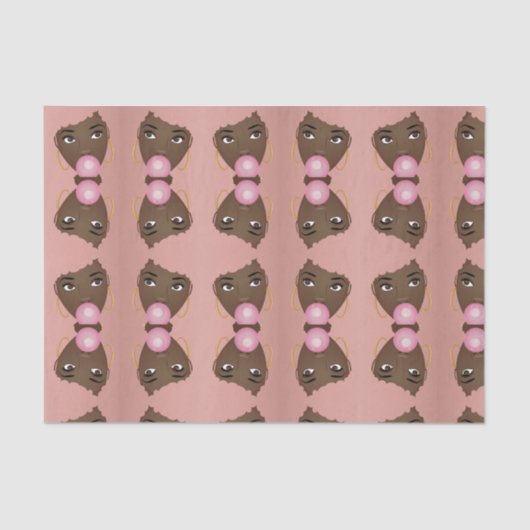 Zwarte Vrouw, Roze Afro, Popping Pink Bubblegum Tissuepapier (Voorkant)