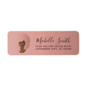 Zwarte vrouw, roze natuurlijke haarafro etiket (Voorkant)