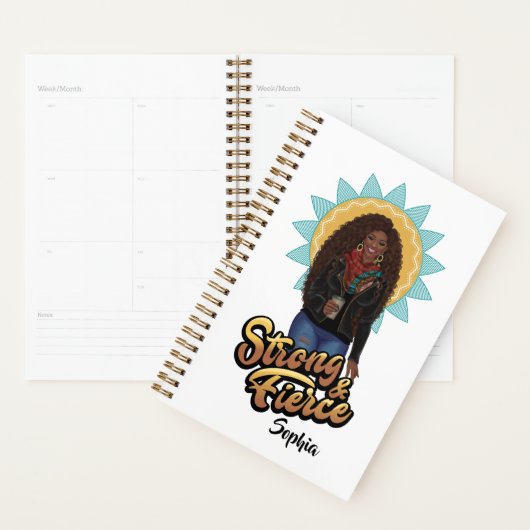 Zwarte Vrouw Sterk en Vierce Gepersonaliseerd Planner (Display)