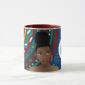 Zwarte vrouw, Tribal geïnspireerd patroon Monogram Mok (Midden)