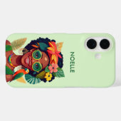Zwarte vrouw, tropische bloemen en papegaai Case-Mate iPhone case (Achterkant (horizontaal))