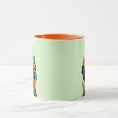 Zwarte vrouw, tropische bloemen en papegaai mok (Midden)