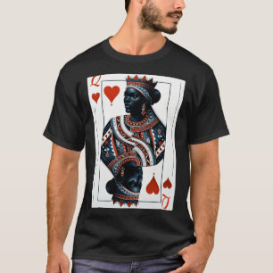 zwarte vrouw van harten kaartspel spel trots zwart t-shirt
