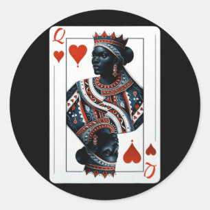 zwarte vrouw van harten kaartspel spel trotse zwar ronde sticker