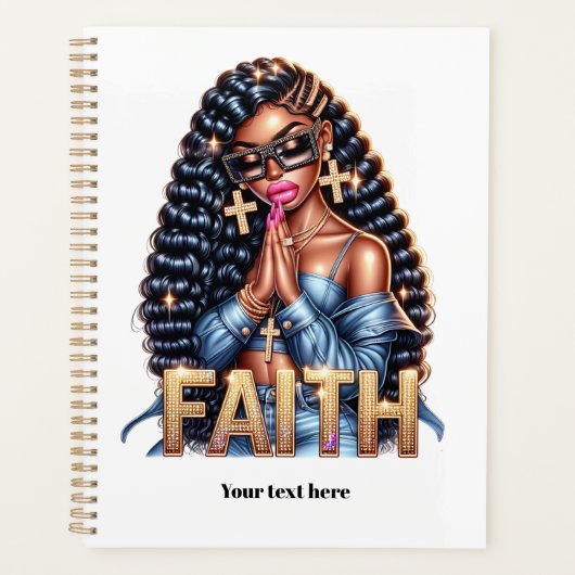 Zwarte vrouw van het geloof Christelijk gebed Planner (Voorkant)