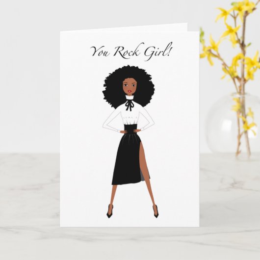 Zwarte Vrouw Verjaardag Kaart (Gele Bloem)