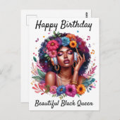 Zwarte vrouw verjaardagskaart briefkaart (Voorkant / Achterkant)