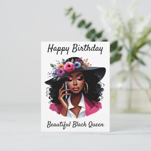 Zwarte vrouw verjaardagskaart feestdagenkaart (Staand voorkant)
