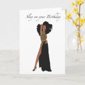 Zwarte vrouw verjaardagskaart kaart (Gele Bloem)