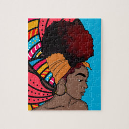 Zwarte Vrouw, Verpakt Natuurlijk Haar, Kleurrijk B Legpuzzel