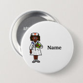 Zwarte Vrouw Verpleegkundige Button Naam toevoegen (Voorkant /achterkant)