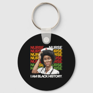 Zwarte vrouw verpleegster Afro Retro Black History Sleutelhanger