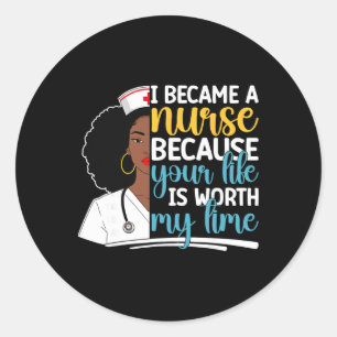 Zwarte vrouw verpleegster verpleging scrub Afrikaa Ronde Sticker