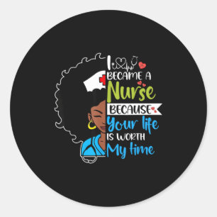 Zwarte vrouw verpleegster Zwarte Geschiedenis Maan Ronde Sticker
