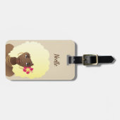 Zwarte Vrouw Vloeiend geniet van de reis, roze en  Bagagelabel (Voorkant horizontaal)