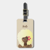 Zwarte Vrouw Vloeiend geniet van de reis, roze en  Bagagelabel (Voorkant verticaal)